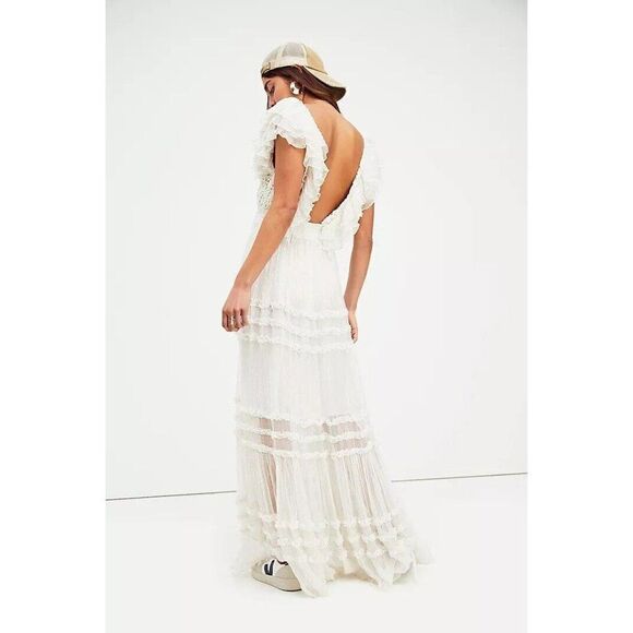 NWT FREE PEOPLE FP ONE BHLDN WATERLILY SAGE MAXI DRESS IN ALABASTER - Picture 8 of 10
